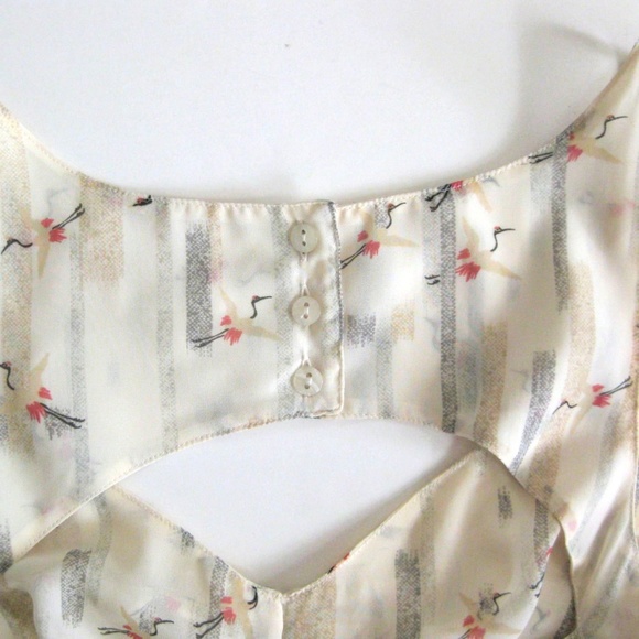 silence + noise Dress Asian Birds Cranes Open Back - Picture 7 of 8